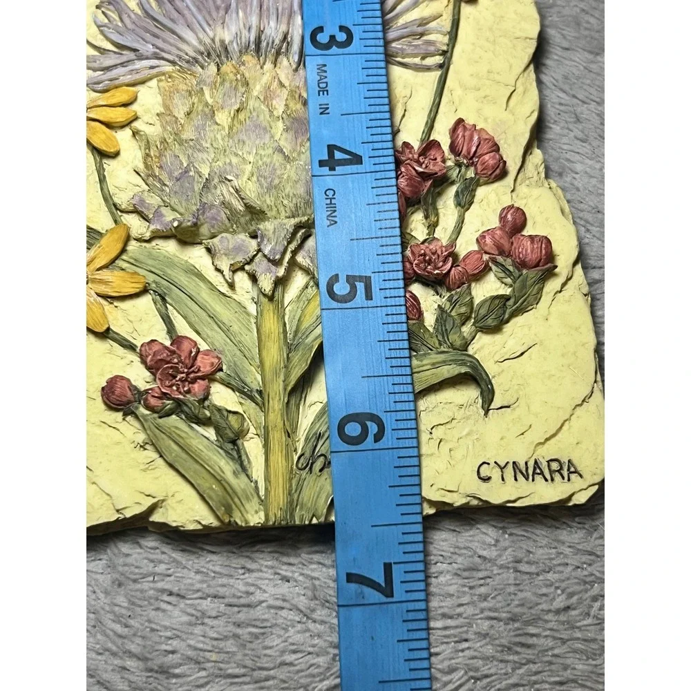 Vintage Set 4 Botanical Floral Wall Plaques Protea Orchid Cynara Ginger Garden